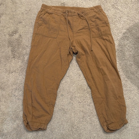 Brown Ankle Linen Drawstring Pants - Comfortable & Stylish - Size L - Picture 1 of 4